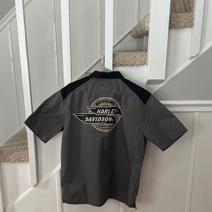 Harley-Davidson Black and Gray Men's Casual Button Down Shirt